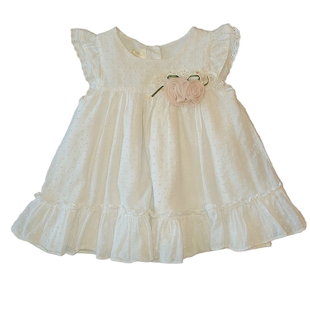 Laura Ashley Baby Girls White Swiss Dot Angel Wing Spring Easter Dress 2t